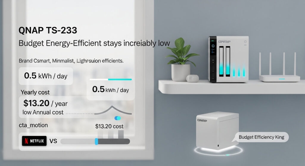 QNAP TS-233 budget energy-efficient NAS with low 10 watt idle power draw