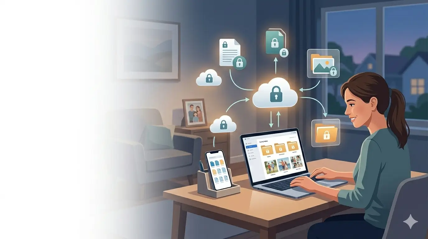 Family digital memories growing over time with secure cloud and NAS backup