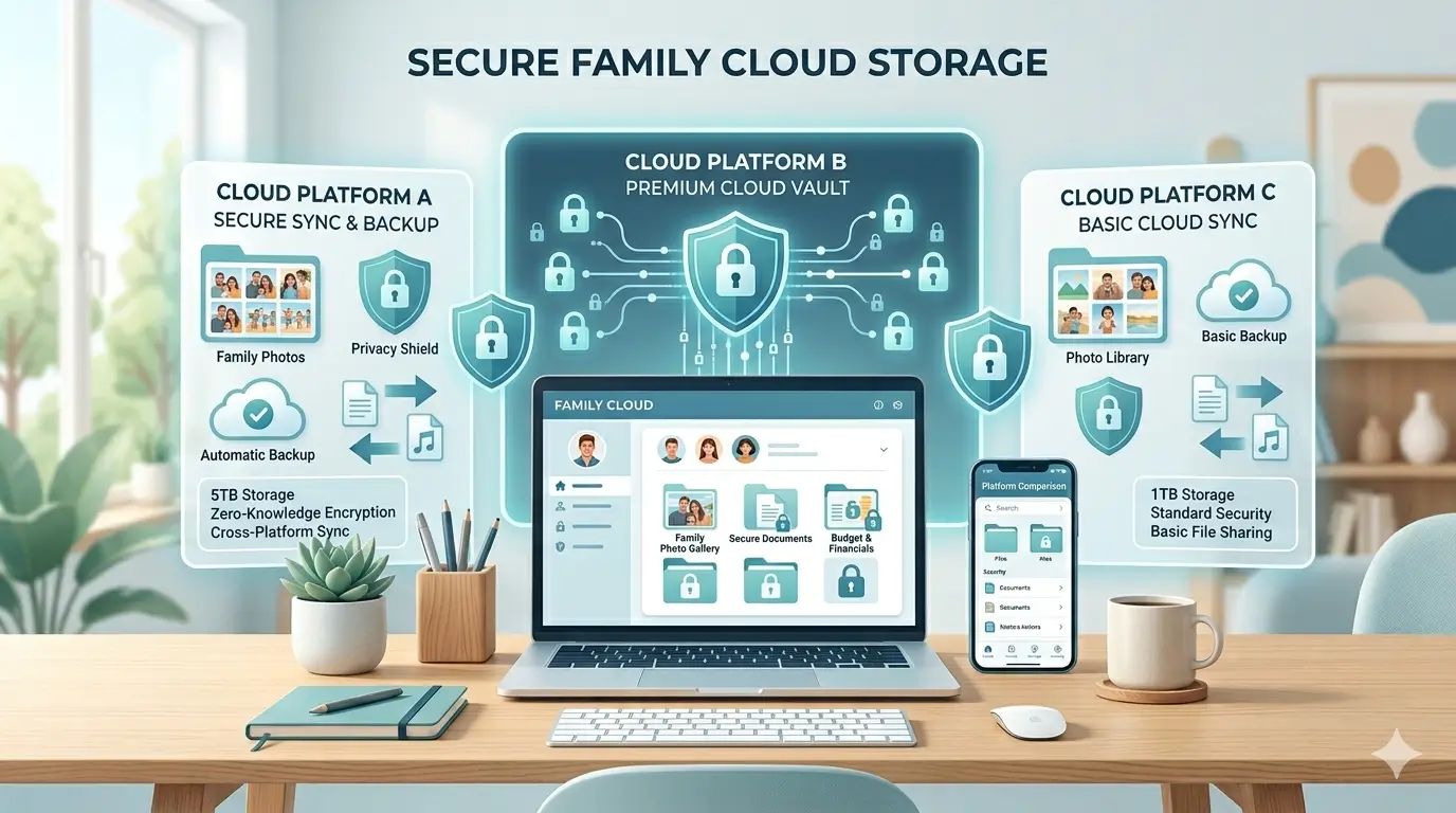 Google Drive vs pCloud vs Internxt vs Sync.com — comparison table for US families 2026
